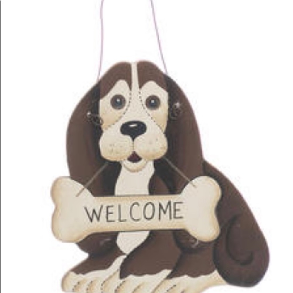 “WELCOME” BASSET ORNAMENT SIGN - Picture 2 of 3